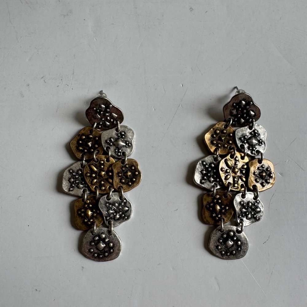 Chico's tiered statement earrings drop dangle. Boho, hippie, gypsy.